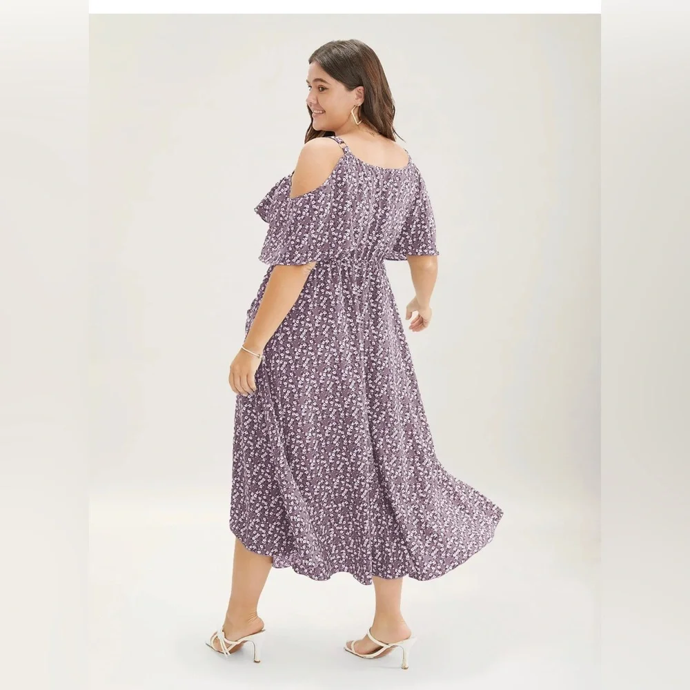 NWT Bloomchic Floral Cold shoulder asymmetrical size 3X 22/24🌸BC BAG 03 - Picture 4 of 11